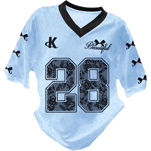 image:imageRoseSeek Girls Oversized Tshirts Number Graphic Jersey Shirts V Neck Short Sleeve Sports Tee Tops StreetwearLight Blue