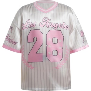 image:imageRoseSeek Girls Oversized Tshirts Number Graphic Jersey Shirts V Neck Short Sleeve Sports Tee Tops StreetwearWhite and Pink