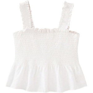 image:imageRoseSeek Girls Shirred Frill Flared Tank Top Sleeveless Slim Fit Summer Crop TopsWhite