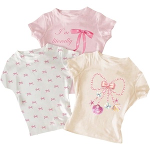 image:imageRoseSeek Girls Shirts 3 Packs Graphic Tees Vacation Hibiscus Top Crewneck Short Sleeve Cute Tops Summer Slim Fit T ShirtBeige Pink White