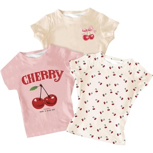 image:imageRoseSeek Girls Shirts 3 Packs Graphic Tees Vacation Hibiscus Top Crewneck Short Sleeve Cute Tops Summer Slim Fit T ShirtCherry White Yellow Pink