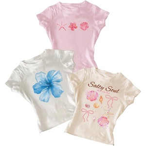 image:imageRoseSeek Girls Shirts 3 Packs Graphic Tees Vacation Hibiscus Top Crewneck Short Sleeve Cute Tops Summer Slim Fit T ShirtMulticolor