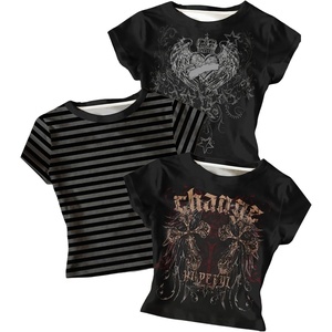 image:imageRoseSeek Girls Shirts 3 Packs Graphic Tees Vacation Hibiscus Top Crewneck Short Sleeve Cute Tops Summer Slim Fit T ShirtMulticolor Grey Black