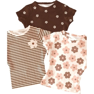 image:imageRoseSeek Girls Shirts 3 Packs Graphic Tees Vacation Hibiscus Top Crewneck Short Sleeve Cute Tops Summer Slim Fit T ShirtMulticolor Khaki