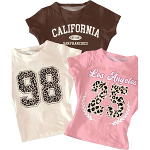 image:imageRoseSeek Girls Shirts 3 Packs Graphic Tees Vacation Hibiscus Top Crewneck Short Sleeve Cute Tops Summer Slim Fit T ShirtPink Brown White