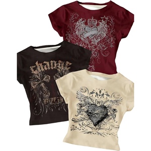 image:imageRoseSeek Girls Shirts 3 Packs Graphic Tees Vacation Hibiscus Top Crewneck Short Sleeve Cute Tops Summer Slim Fit T ShirtRed Brown Beige