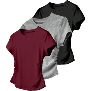 image:imageRoseSeek Girls Shirts 3 Packs Graphic Tees Vacation Hibiscus Top Crewneck Short Sleeve Cute Tops Summer Slim Fit T ShirtRed Multicolor