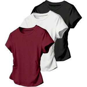 image:imageRoseSeek Girls Shirts 3 Packs Graphic Tees Vacation Hibiscus Top Crewneck Short Sleeve Cute Tops Summer Slim Fit T ShirtRed White Black