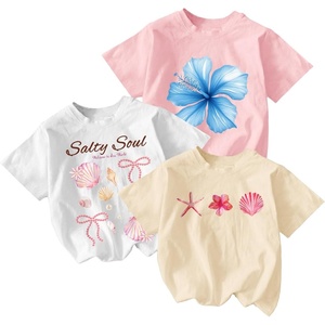 image:imageRoseSeek Girls Shirts 3 Packs Star Butterfly Graphic Tees Crew Neck Short Sleeve T Shirt Casual TopsBeige Pink White
