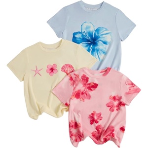 image:imageRoseSeek Girls Shirts 3 Packs Star Butterfly Graphic Tees Crew Neck Short Sleeve T Shirt Casual TopsBlue Pink Beige