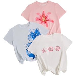 image:imageRoseSeek Girls Shirts 3 Packs Star Butterfly Graphic Tees Crew Neck Short Sleeve T Shirt Casual TopsBlue Pink White