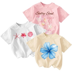 image:imageRoseSeek Girls Shirts 3 Packs Star Butterfly Graphic Tees Crew Neck Short Sleeve T Shirt Casual TopsPink White Beige