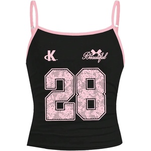 image:imageRoseSeek Girls Sleeveless Jersey Shirts Number Graphic Camisole Tops Workout Sports Y2K TopPink and Black
