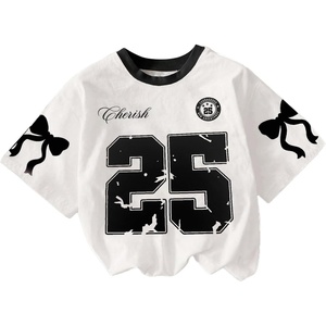 image:imageRoseSeek Girls Y2K Letter Bow Graphic Tee Shirt Crewneck Short Sleeve Cute Going Out TopsBlack and White
