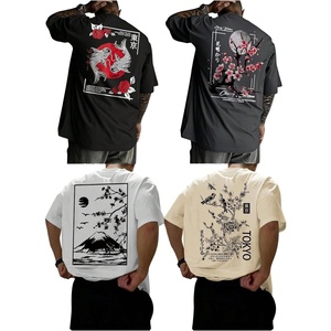 image:imageRoseSeek Mens 4 Pack Floral Graphic Tees Short Sleeve Casual Vintage T Shirt Summer Tops StreetwearGrey Beige White