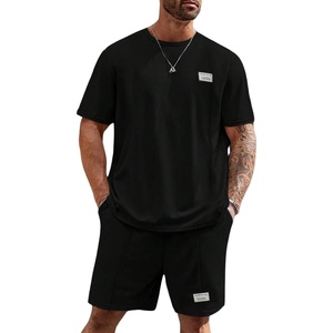 image:imageRoseSeek Mens Big and Tall Shorts Set Short Sleeve T Shirt and Track Shorts Clothing Set 2 Piece OutfitsPure Black