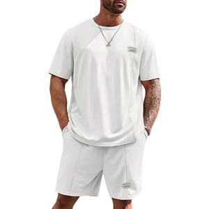 image:imageRoseSeek Mens Big and Tall Shorts Set Short Sleeve T Shirt and Track Shorts Clothing Set 2 Piece OutfitsSolid White