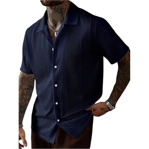 image:imageRoseSeek Mens Button Down Shirts Short Sleeve Textured Summer Beach Vacation Shirts Casual TopsRoyal Blue