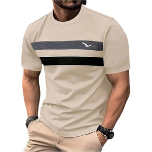 image:imageRoseSeek Mens Color Block Short Sleeve Tee Shirts Casual Crewneck T Shirt Trendy Summer TopsApricot