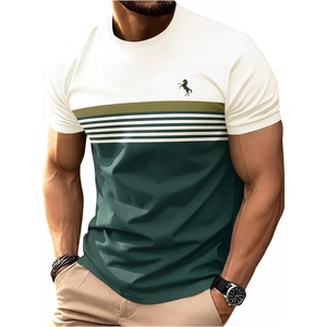 image:imageRoseSeek Mens Color Block Short Sleeve Tee Shirts Casual Crewneck T Shirt Trendy Summer TopsGreen and White