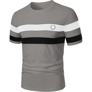 image:imageRoseSeek Mens Color Block Short Sleeve Tee Shirts Casual Crewneck T Shirt Trendy Summer TopsGrey
