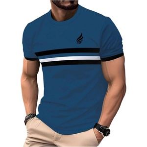 image:imageRoseSeek Mens Color Block Short Sleeve Tee Shirts Casual Crewneck T Shirt Trendy Summer TopsStriped Blue