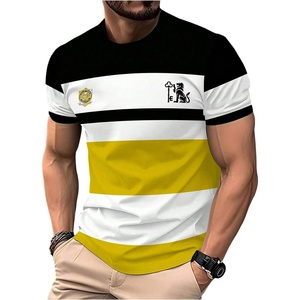 image:imageRoseSeek Mens Color Block Short Sleeve Tee Shirts Casual Crewneck T Shirt Trendy Summer TopsYellow Black