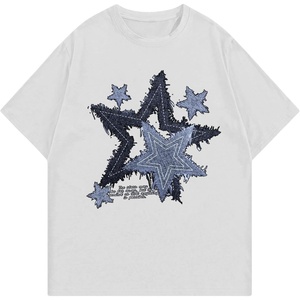image:imageRoseSeek Mens Geometric Star Graphic Tees Short Sleeve Crew Neck T Shirts Loose Fit TShirtsWhite and Blue