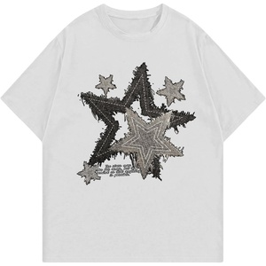 image:imageRoseSeek Mens Geometric Star Graphic Tees Short Sleeve Crew Neck T Shirts Loose Fit TShirtsWhite and Grey