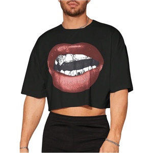 image:imageRoseSeek Mens Graphic Tees Short Sleeve Crew Neck Drop Shoulder Cropped T Shirt Summer Funny Tee ShirtsRed