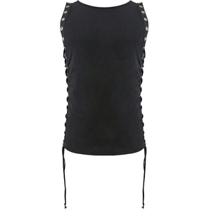 image:imageRoseSeek Mens Lace Up Tie Side Party Club Tank Top Sleeveless Fitted Summer Crop Tops Going Out UndershirtsBlack