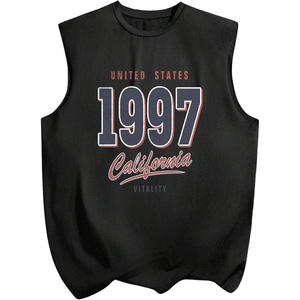 image:imageRoseSeek Mens Number Print Jersey Tank Top Crew Neck Sleeveless Graphic Vest TopsBlack