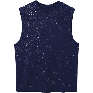 image:imageRoseSeek Mens Rhinestone Glitter Tank Top Crew Neck Sleeveless Tops Casual Party ClubwearRoyal Blue