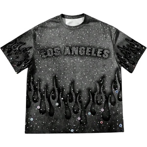 image:imageRoseSeek Mens Rhinestone Printed Graphic Tees Short Sleeve Crewneck T Shirt Vintage Summer Tops StreetwearGrey
