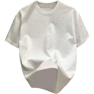 image:imageRoseSeek Mens Rhinestone T Shirts Glitter Crewneck Short Sleeve Casual Summer Tops Tee ShirtGlitter White