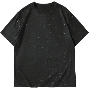 image:imageRoseSeek Mens Rhinestone T Shirts Glitter Crewneck Short Sleeve Casual Summer Tops Tee ShirtPure Black