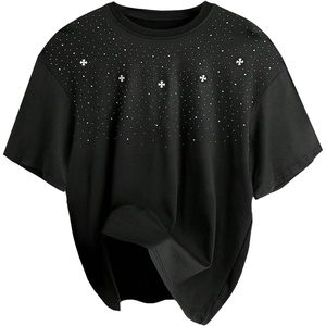 image:imageRoseSeek Mens Rhinestone T Shirts Glitter Crewneck Short Sleeve Casual Summer Tops Tee ShirtSolid Black