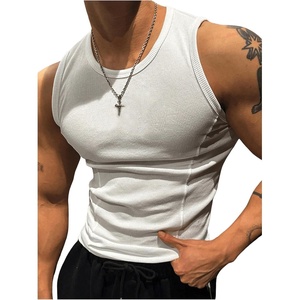 image:imageRoseSeek Mens Ribbed Sleeveless Tank Tops Crew Neck Slim Fit Gym Work Tank Undershirts Summer TopsWhite