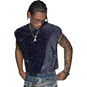 image:imageRoseSeek Mens Sequin Tank Top Glitter Crew Neck Sleeveless Tops Party Club Vest Rave Outfits StreetwearDeep Blue