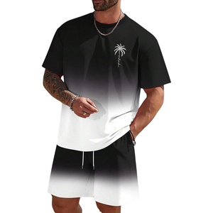 image:imageRoseSeek Mens Short Sets 2 Piece Outfits Tropical Graphic Tees and Shorts Sets Beach Vacation OutfitsBlack and White