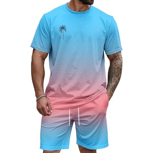image:imageRoseSeek Mens Short Sets 2 Piece Outfits Tropical Graphic Tees and Shorts Sets Beach Vacation OutfitsBlue Pink