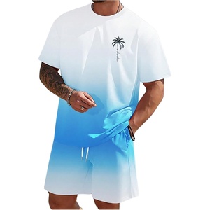 image:imageRoseSeek Mens Short Sets 2 Piece Outfits Tropical Graphic Tees and Shorts Sets Beach Vacation OutfitsBlue White