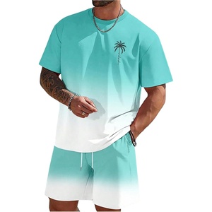 image:imageRoseSeek Mens Short Sets 2 Piece Outfits Tropical Graphic Tees and Shorts Sets Beach Vacation OutfitsBlue and White