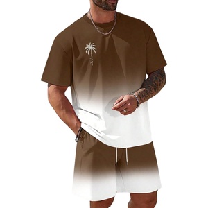 image:imageRoseSeek Mens Short Sets 2 Piece Outfits Tropical Graphic Tees and Shorts Sets Beach Vacation OutfitsBrown and White