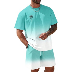 image:imageRoseSeek Mens Short Sets 2 Piece Outfits Tropical Graphic Tees and Shorts Sets Beach Vacation OutfitsGradient Green
