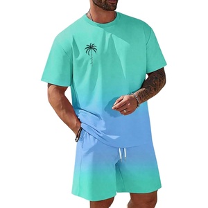 image:imageRoseSeek Mens Short Sets 2 Piece Outfits Tropical Graphic Tees and Shorts Sets Beach Vacation OutfitsGreen and Blue
