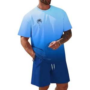 image:imageRoseSeek Mens Short Sets 2 Piece Outfits Tropical Graphic Tees and Shorts Sets Beach Vacation OutfitsMix Blue