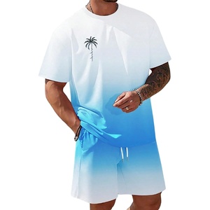 image:imageRoseSeek Mens Short Sets 2 Piece Outfits Tropical Graphic Tees and Shorts Sets Beach Vacation OutfitsMix Blue White