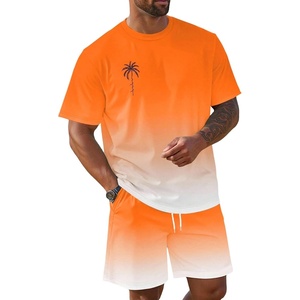 image:imageRoseSeek Mens Short Sets 2 Piece Outfits Tropical Graphic Tees and Shorts Sets Beach Vacation OutfitsOrange and White