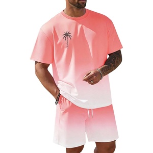 image:imageRoseSeek Mens Short Sets 2 Piece Outfits Tropical Graphic Tees and Shorts Sets Beach Vacation OutfitsWatermelon Pink